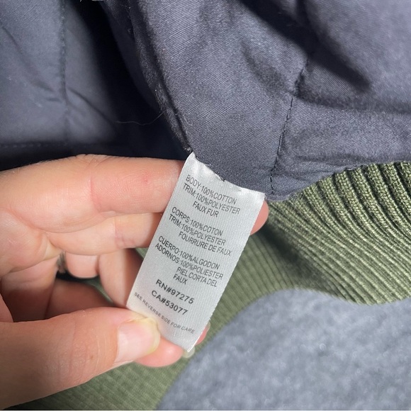 Fox Women’s Junior Large Green Military Style Faux Fur Hooded Jacket 90s Y2K - Picture 14 of 14